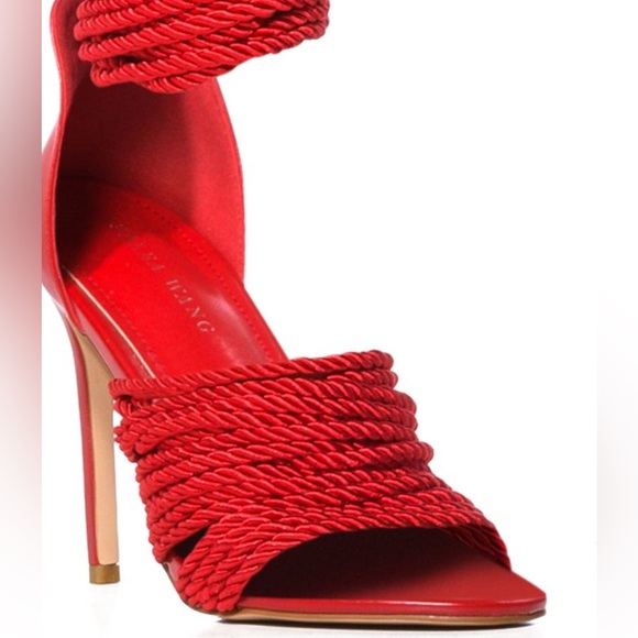 Azalea Wang Red Hot Chili Ankle Wrap Rope High Heel Sandals - Picture 4 of 4
